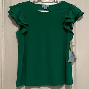 CeCe Emerald Ruffle Sleeve Blouse
